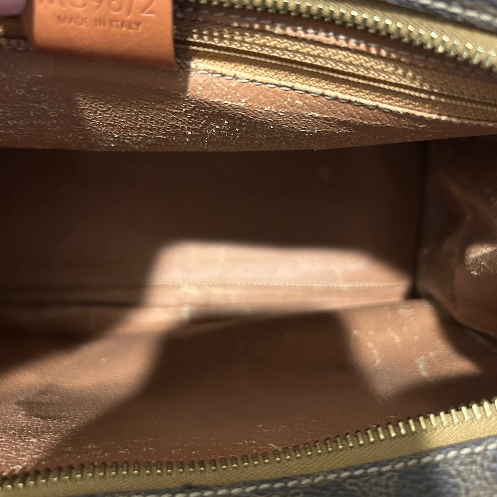 Celine Brown Macadam Top Handle Tote with Tan Leather Circular Handles - Picture 14 of 16